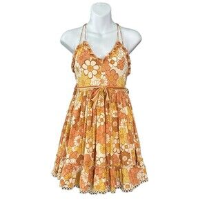 Z&L Multicolor Floral Strappy Mini Sundress Sz S Hippie Boho Festival Coachella